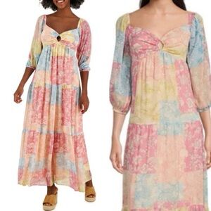 Taylor Multicolor Patchwork Maxi Dress